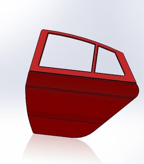 Car door surface model in SolidWorks