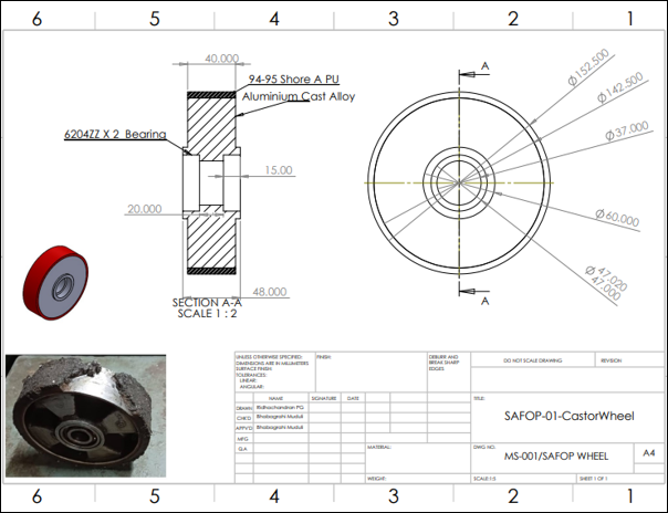 SAFOP Support Wheel CAD drawing and photo