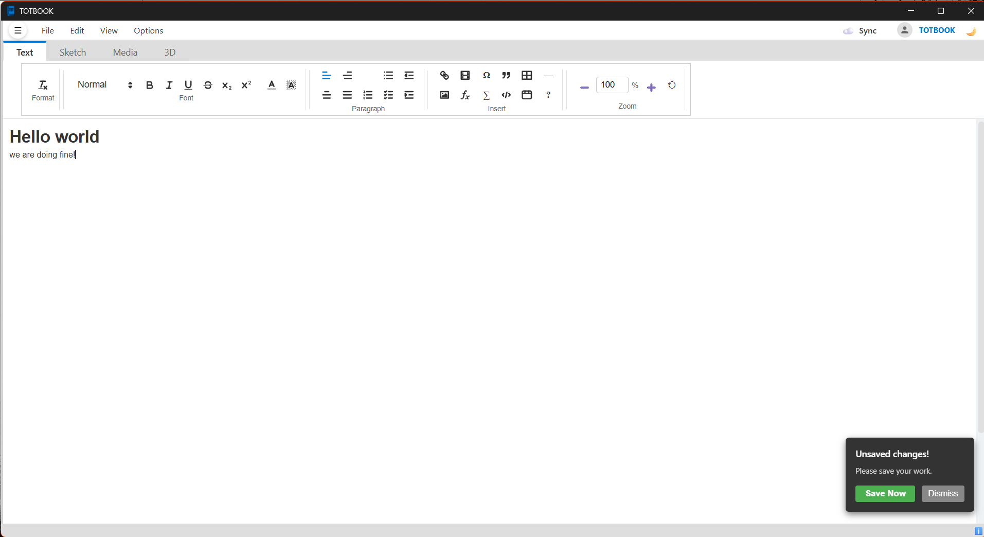 TOTBOOK Workspace UI